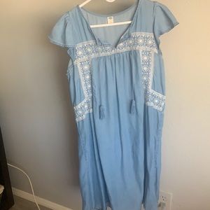 Blue embroidered dress